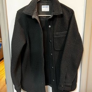 Unisex XS (fits like SMALL) | Old Navy Sherpa "Shacket" Jet Black